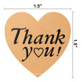 Custom Love Heart Shape Thank You Sticker Seal, Kraft Paper Roll Label Thank You Sticker for Envelope